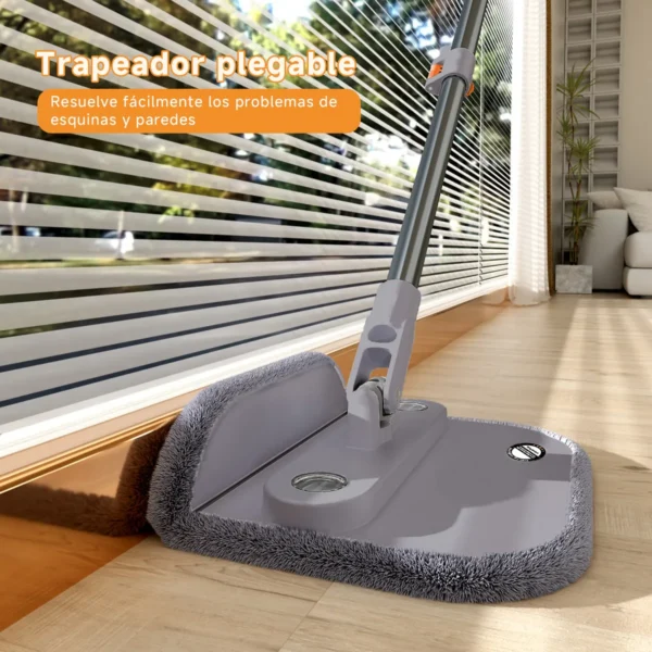 BOMIDI Trapeadores Giratorios Microfibra Mop Cubeta Doble Capa Con Drenaje Y Cepillo De Limpieza