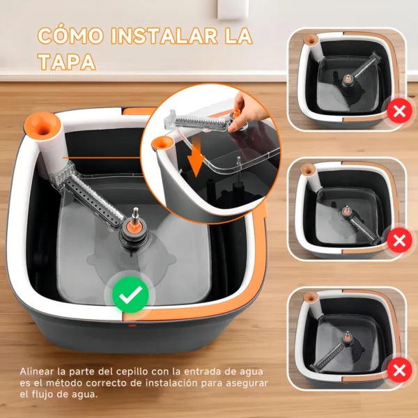 BOMIDI Trapeadores Giratorios Microfibra Mop Cubeta Doble Capa Con Drenaje Y Cepillo De Limpieza