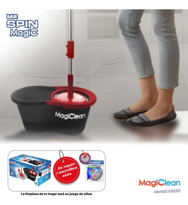 D_NQ_NP_2X_928941-MLA97023442683_112025-F Trapeador Mop Cubo Con Doble Mecanismo Magiclean Spin Magic Gris Oscuro
