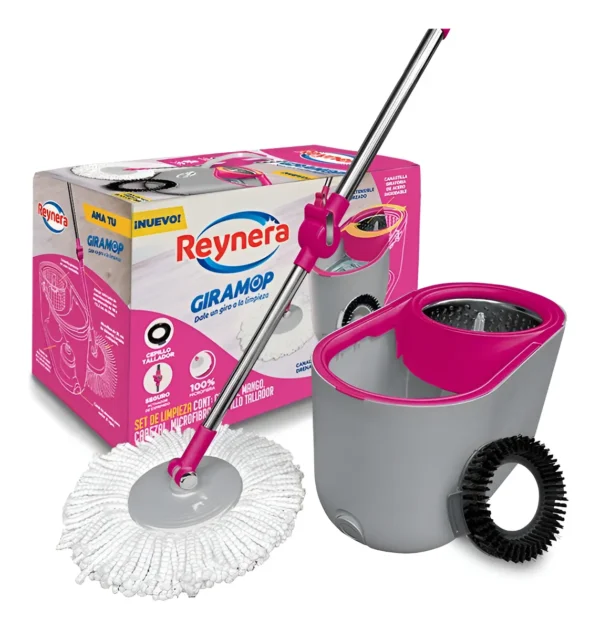 D_NQ_NP_2X_929030-MLA96110033975_102025-F Reynera Giramop Sistema Limpieza Trapeador Mango Giratorio Magenta