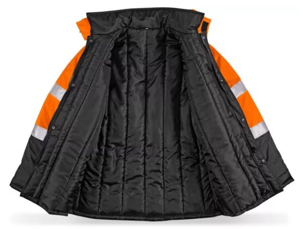 abierto. Chamarra Larga Polar de Alta Visibilidad Naranja