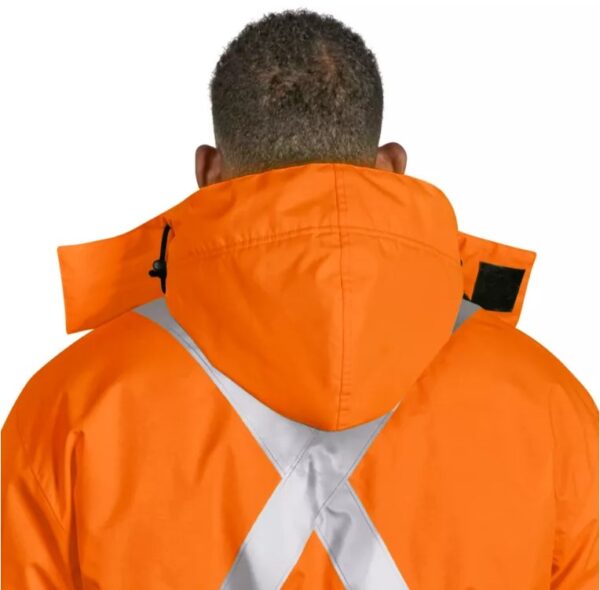 espalda2 Chamarra Larga Polar de Alta Visibilidad Naranja